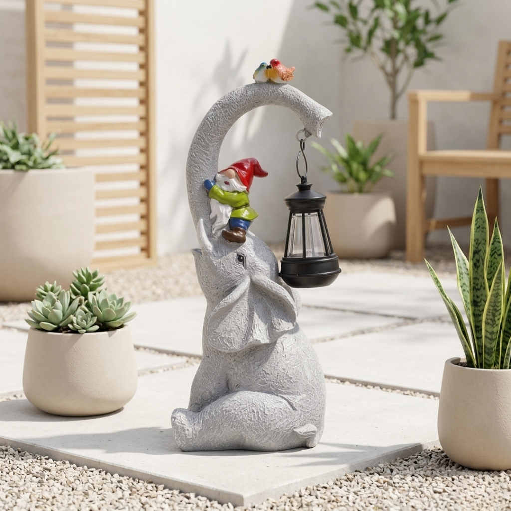 Solar Powered Elephant Garden Lantern For Outdoor Spaces | Temsk