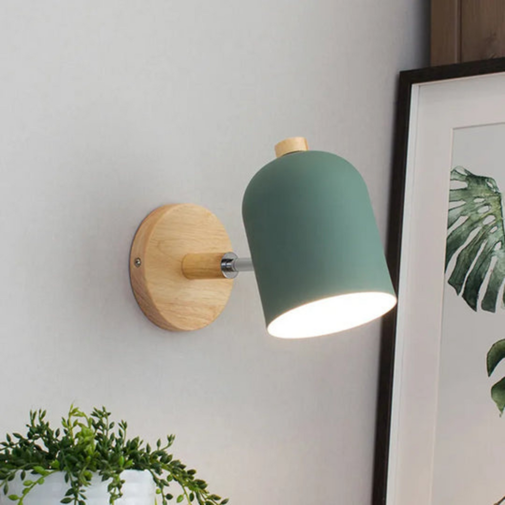 Drelis Nordische Holz-Wandleuchte für Wohnräume, minimalistisches Design | Temsk