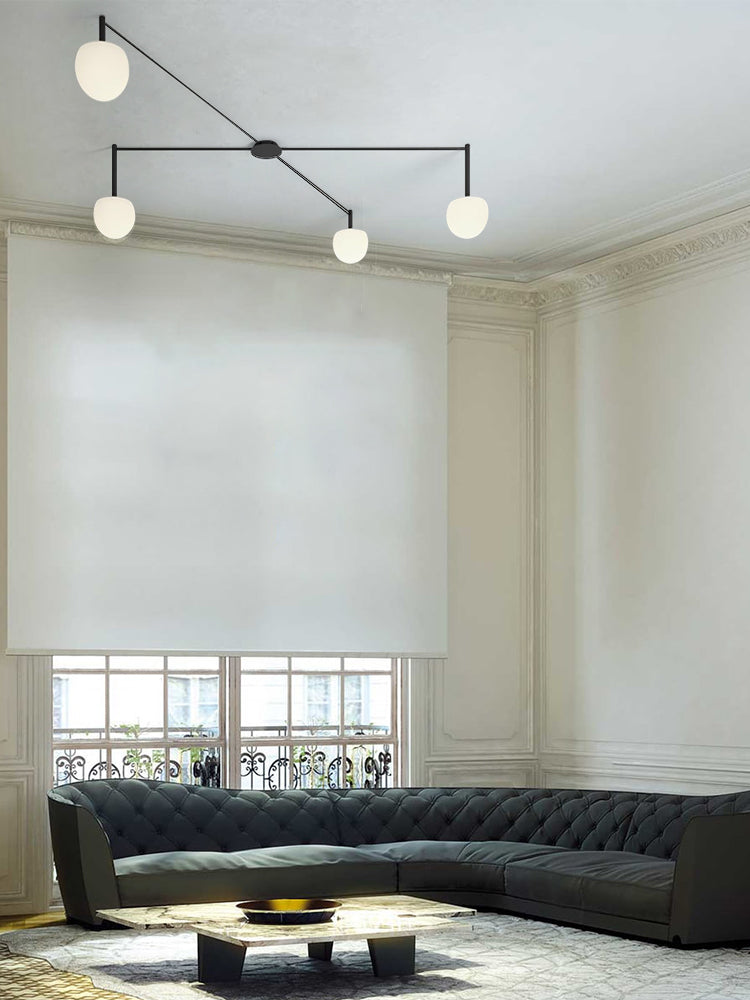 Adjustable Glass Globe Ceiling Lamp With White Metal Frame for Modern Living Room | Temsk