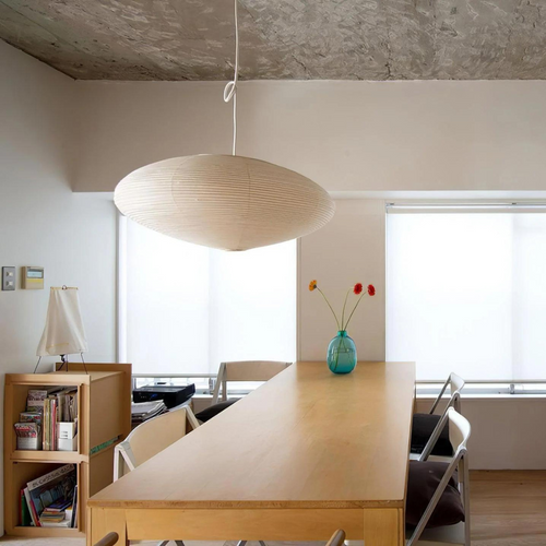Geometric White LED Mulberry Paper Japandi Ceiling Light 50–60 Cm Temsk