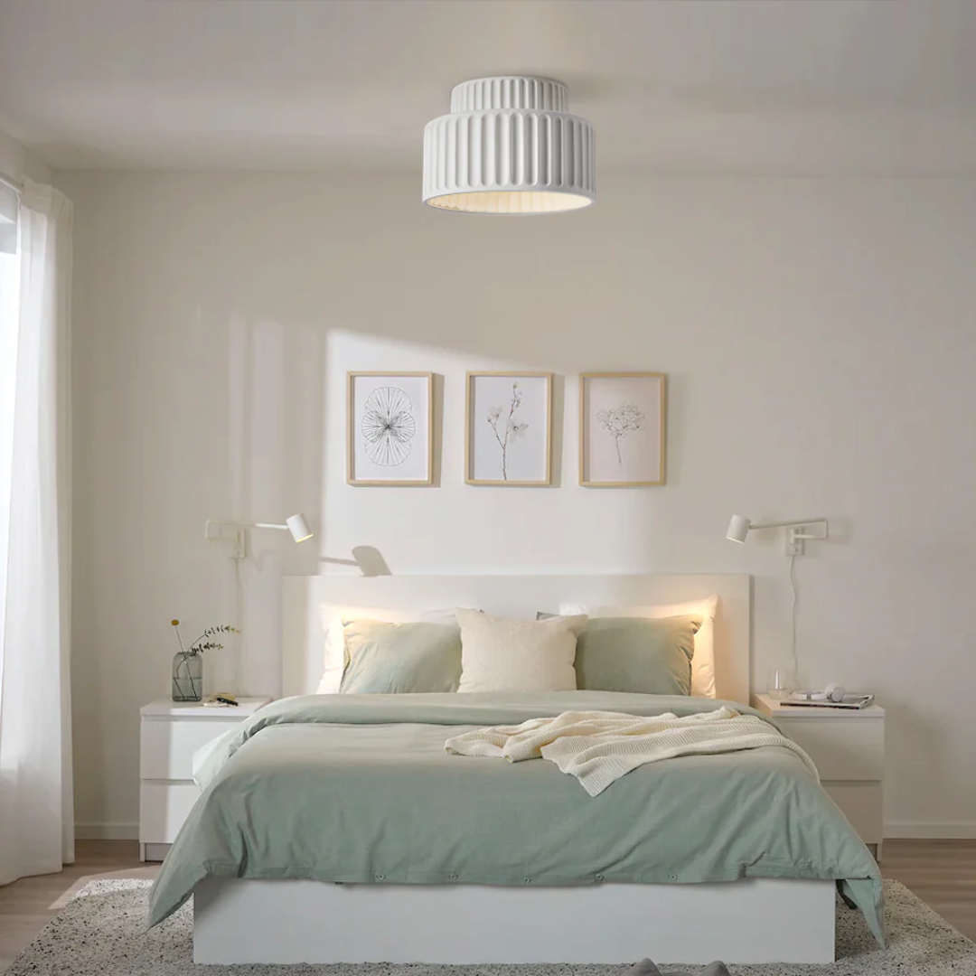Vesper Ribbed Vintage Semi Flush Ceiling Light For Low Ceilings | Temsk