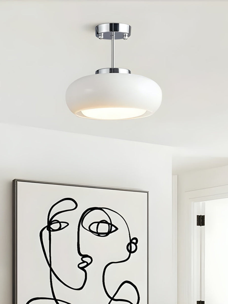 Bauhaus Glass Disk Ceiling Light In Brass Or Chrome Finish, Orange-Yellow Or White Glass | Temsk