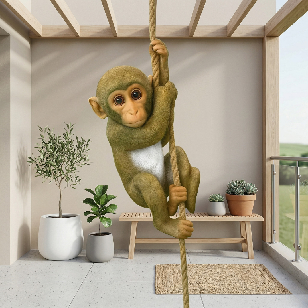 Climbing Monkey Garden Statue For Outdoor Patio Decor | Temsk