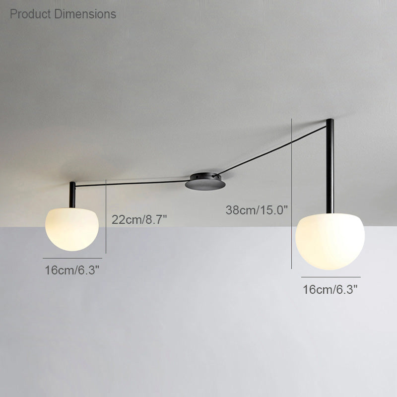 Adjustable Glass Globe Ceiling Lamp With White Metal Frame for Modern Living Room | Temsk