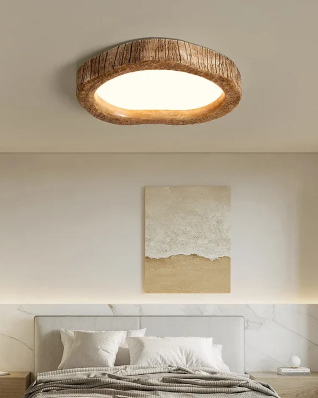 Le Halo Bois rustikale, holz-inspirierte LED-Deckenleuchte für gemütliche Räume | Temsk