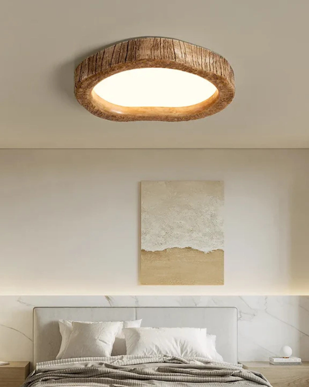 Le Halo Bois rustikale, holz-inspirierte LED-Deckenleuchte für gemütliche Räume | Temsk