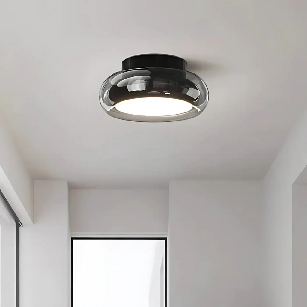 Amber Glass LED Ceiling Light 24W Retro Modern Style For Living Room And Hallway | Temsk