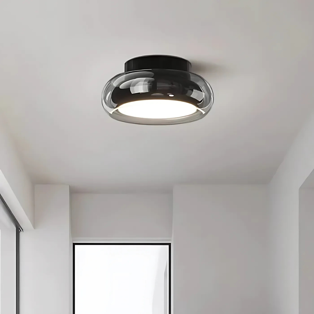 Amber Glass LED Ceiling Light 24W Retro Modern Style For Living Room And Hallway | Temsk