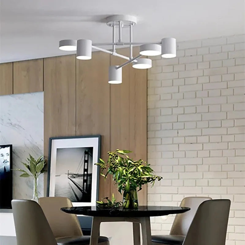 Six Light Adjustable LED Ceiling Lamp Black Modern Design | Temsk