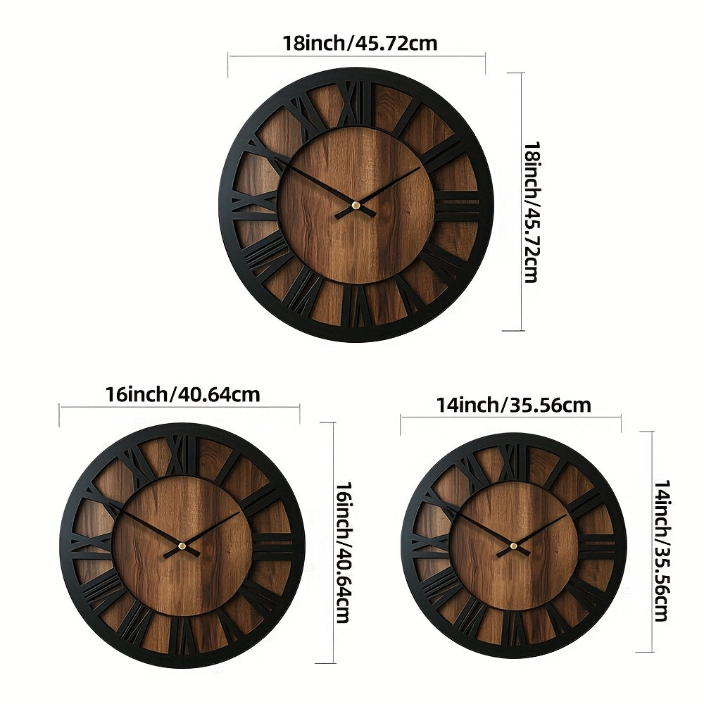 Klassische Vintage-Holzwanduhr mit Zifferblatt in römischen Zahlen | Temsk