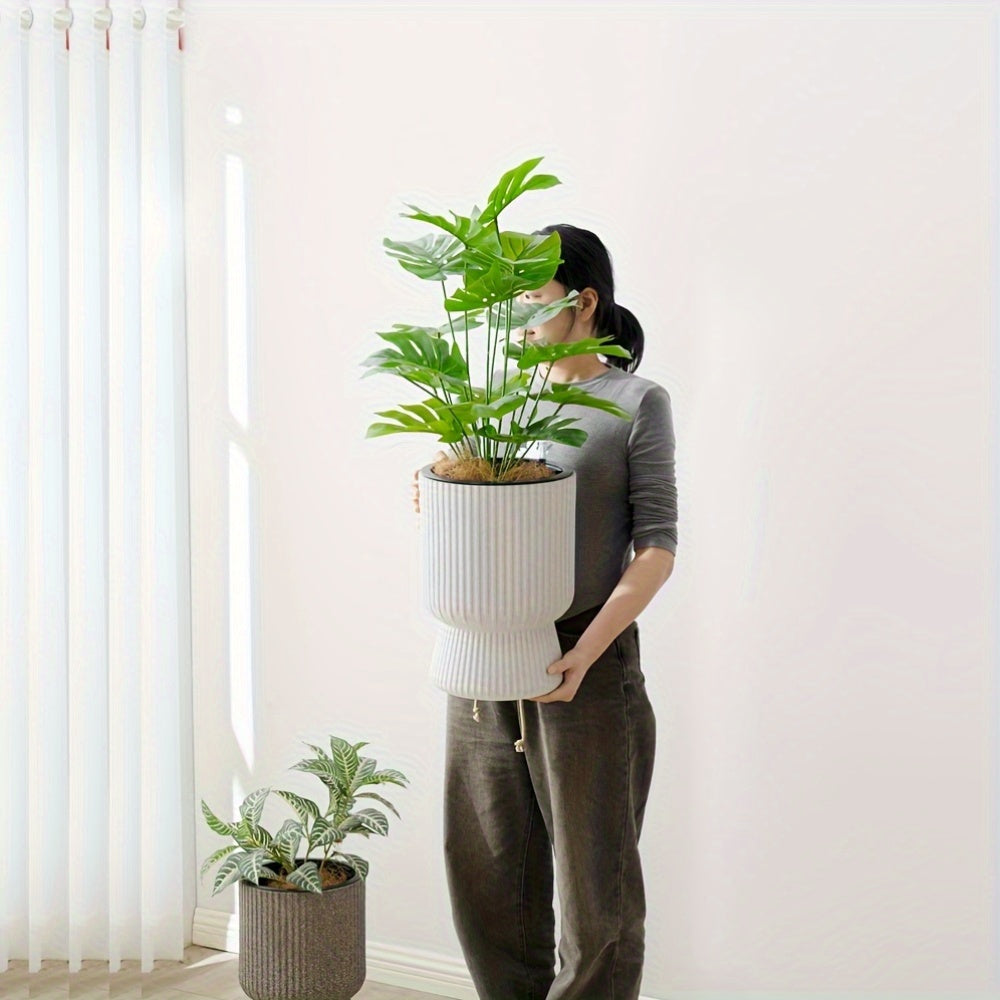 Weißer Selbstbewässerungspflanzer mit Weinglas-Design und Wasserstandsanzeige | Temsk