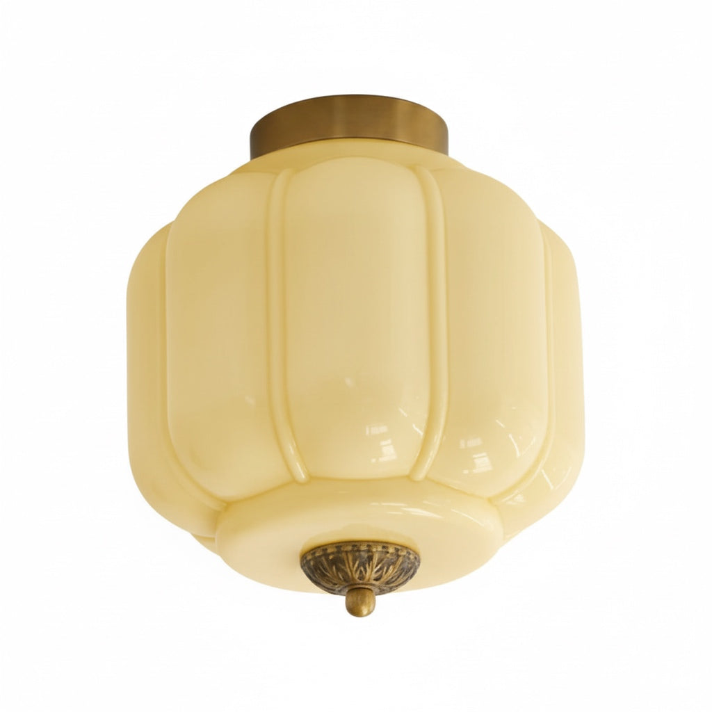 Milk Glass Ceiling Light With Glass Shade, Modern Flush Mount, Scandinavian Style | Temsk