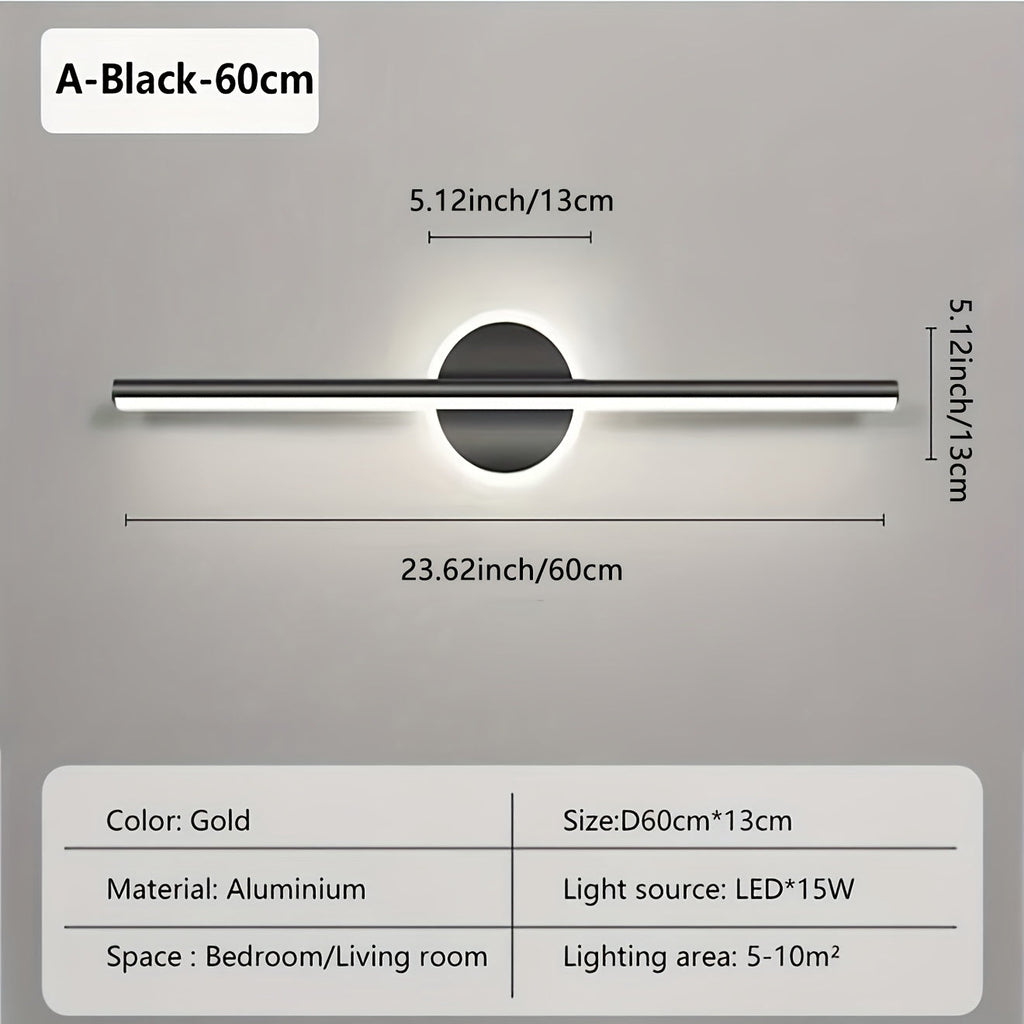 Luxe LED Spiegel-Wandlampe in Schwarz und Gold im minimalistischen Stil | Temsk