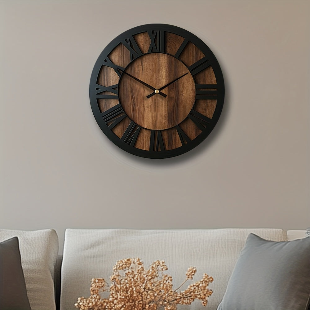 Klassische Vintage-Holzwanduhr mit Zifferblatt in römischen Zahlen | Temsk