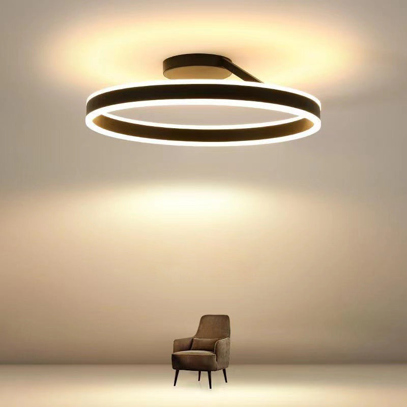 Dimmable LED Ring Ceiling Light Metal and Acrylic 50cm Black White | Temsk