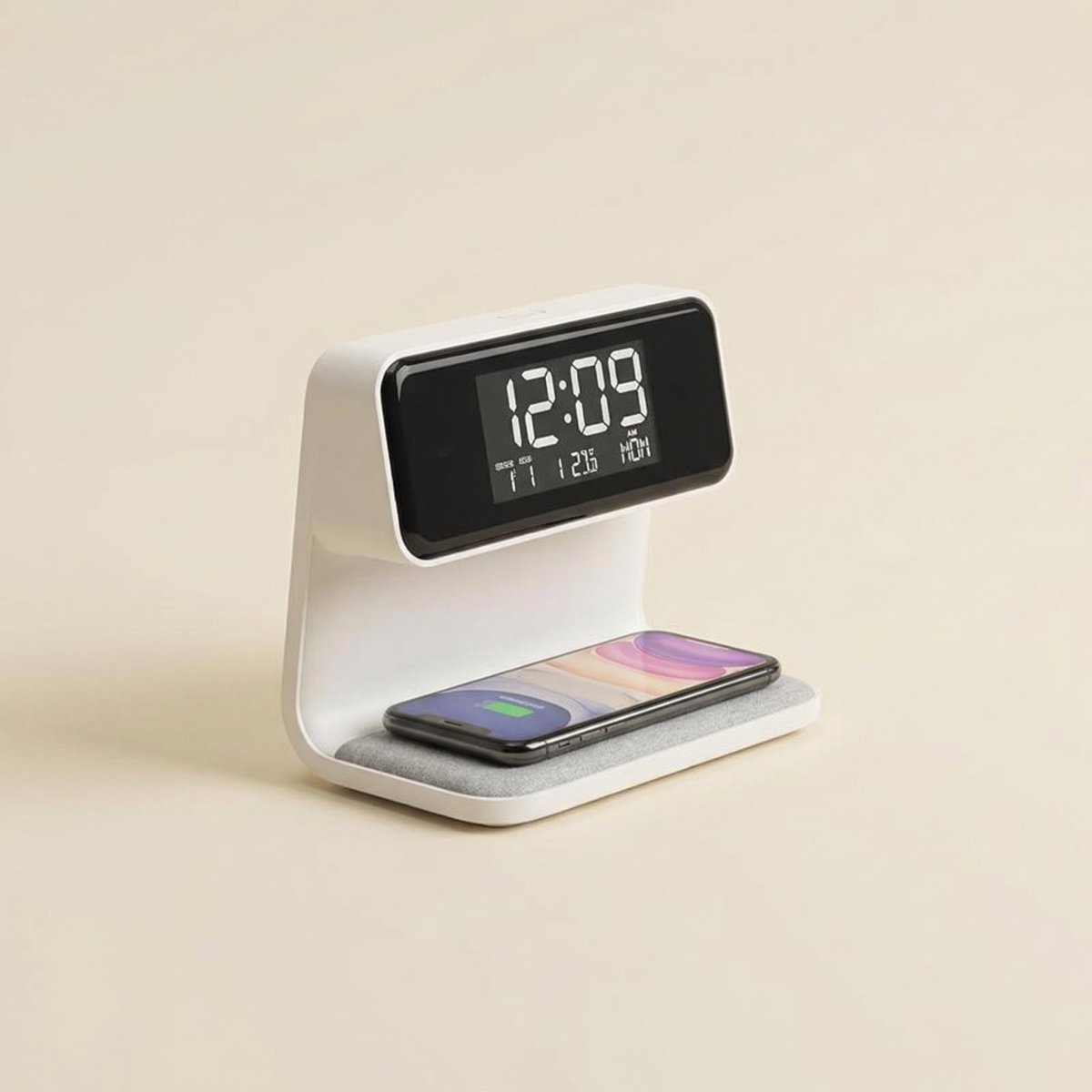 3-In-1 Alarm Clock With Night Light And Wireless Charging, 6x4 In Plastic | Temsk