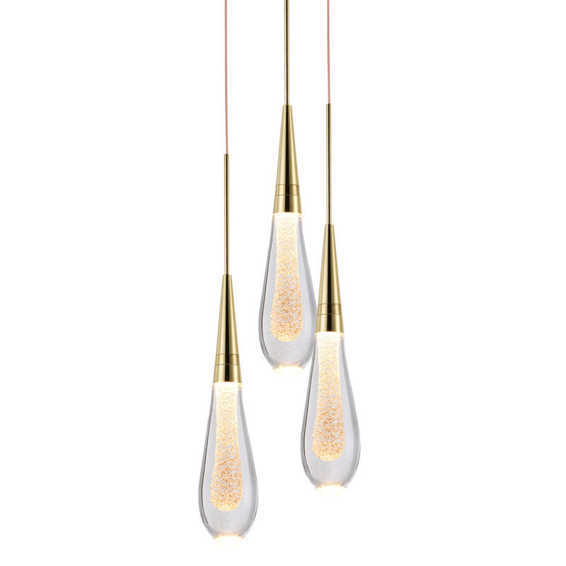 Auric Golden Droplet Pendant Lights with Crystal Finish | Temsk
