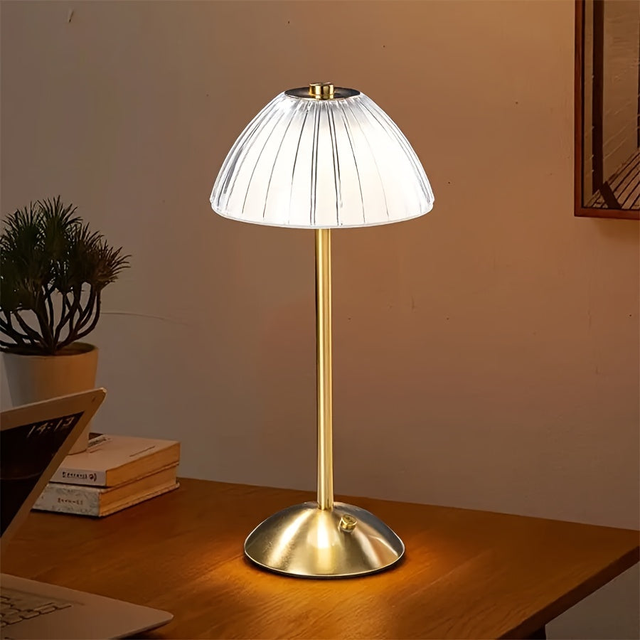 Golden Touch USB Rechargeable Table Lamp With Crystal Shade | Temsk