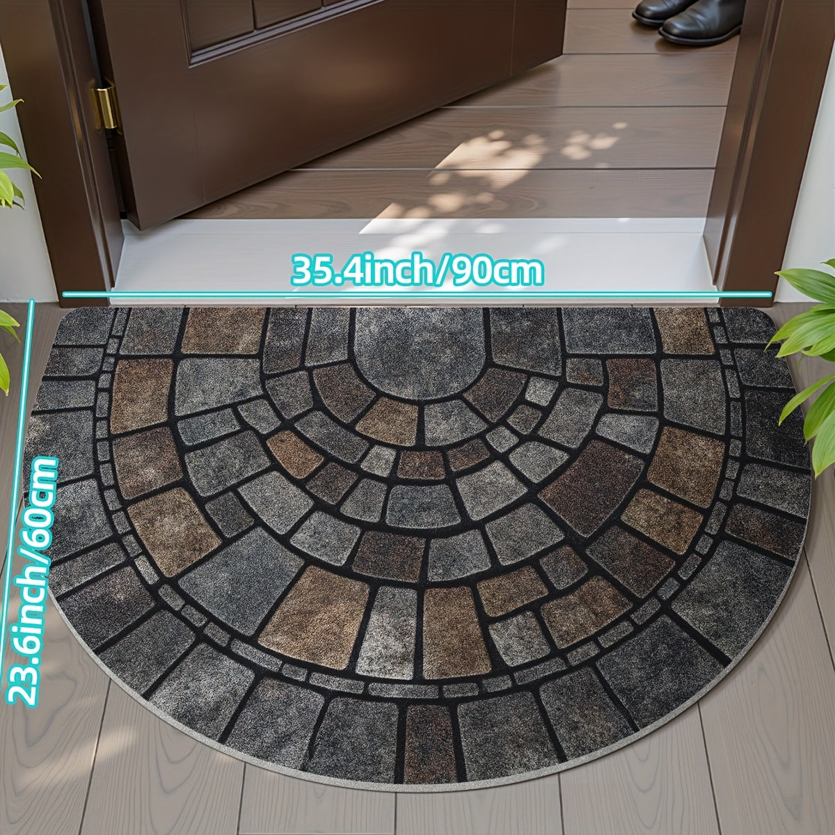 Semi-Circular Mosaic Entry Mat For Indoor And Outdoor Use | Temsk
