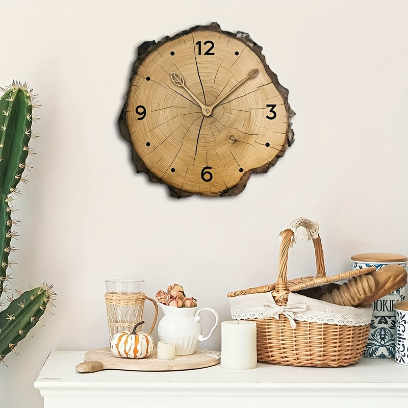 Holzscheiben-Uhr mit natürlichem Baumstamm-Look für rustikale Wohnkultur | Temsk