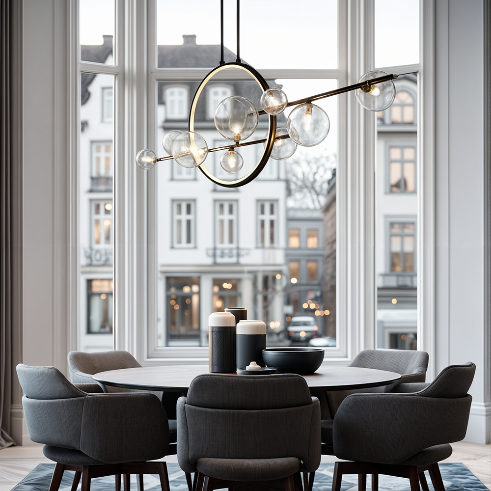 Aurelia Glass Chandelier By LumeCraft With Aluminum Frame And Hand Blown Glass | Temsk