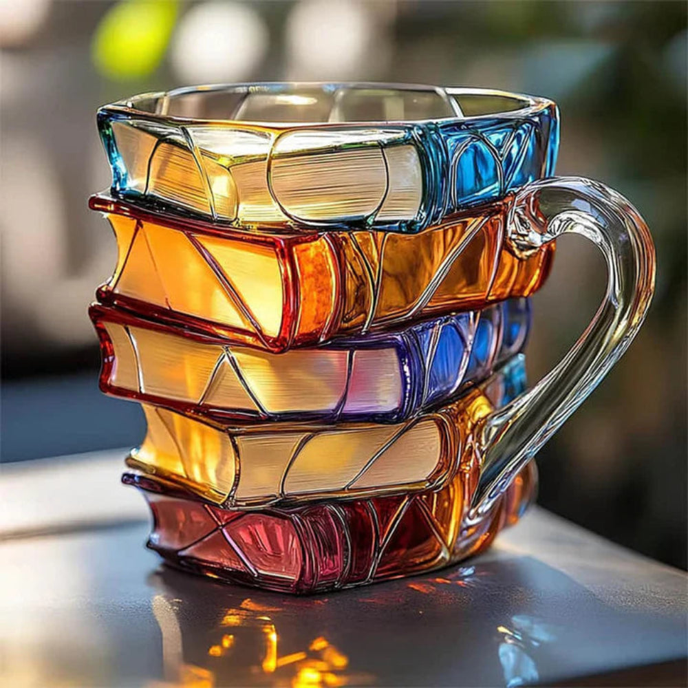 3D-Tasse für Kaffeeliebhaber mit Buch-Thema und Schreibtischdekoration | Temsk