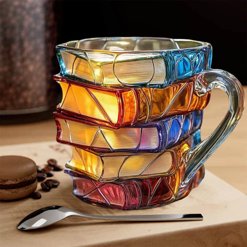 3D-Tasse für Kaffeeliebhaber mit Buch-Thema und Schreibtischdekoration | Temsk