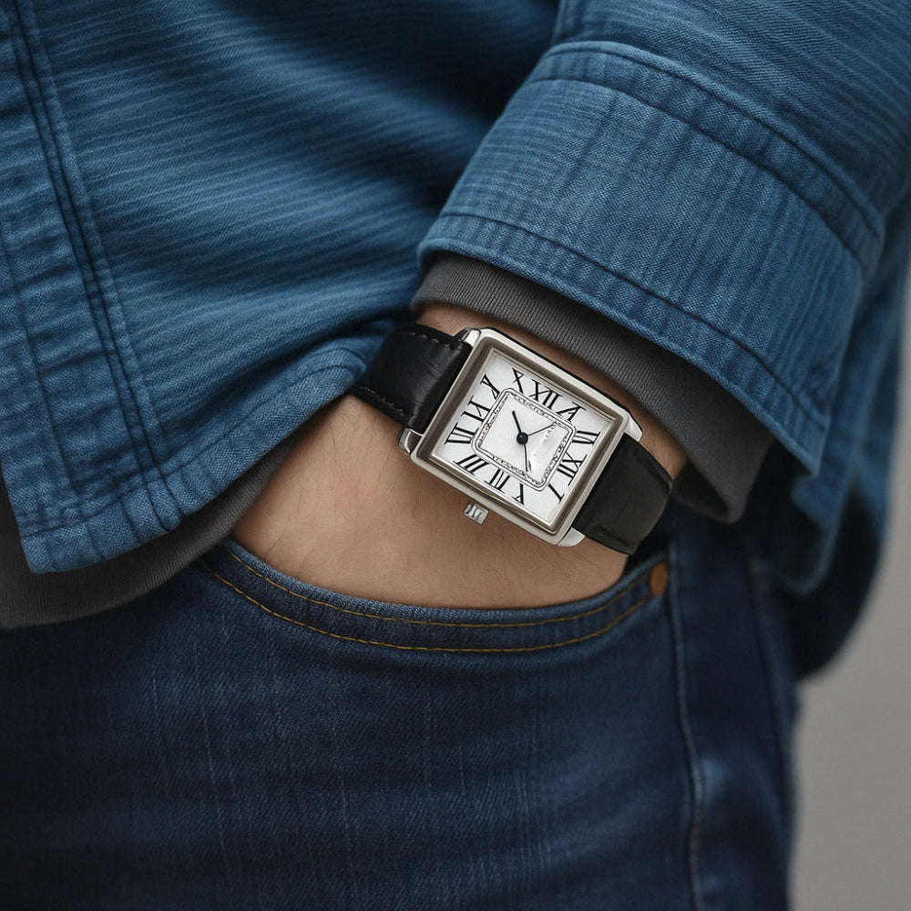 Men's Square Analog Dress Watch With Retro Style For Everyday Wear | Temsk