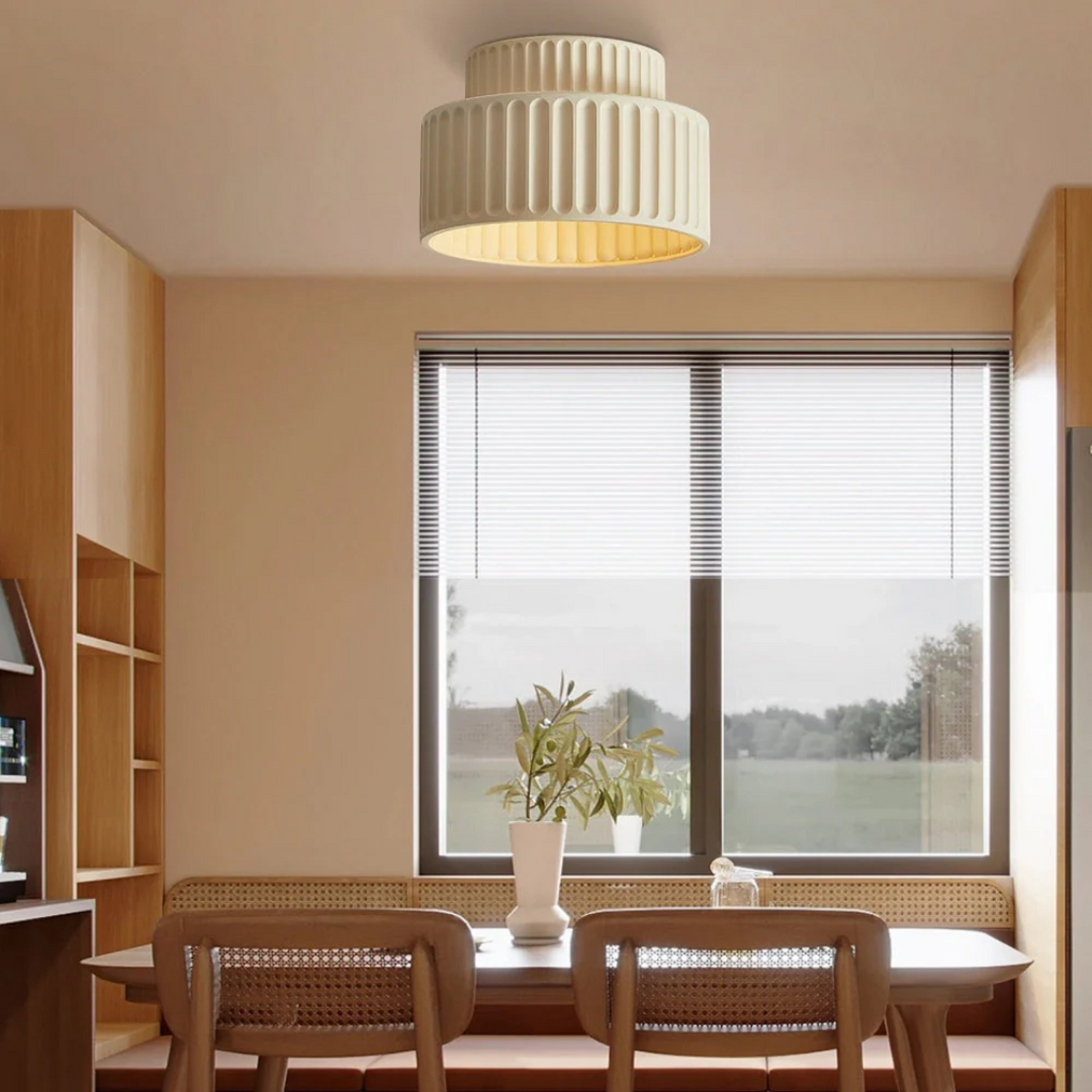 Vesper Ribbed Vintage Semi Flush Ceiling Light For Low Ceilings | Temsk