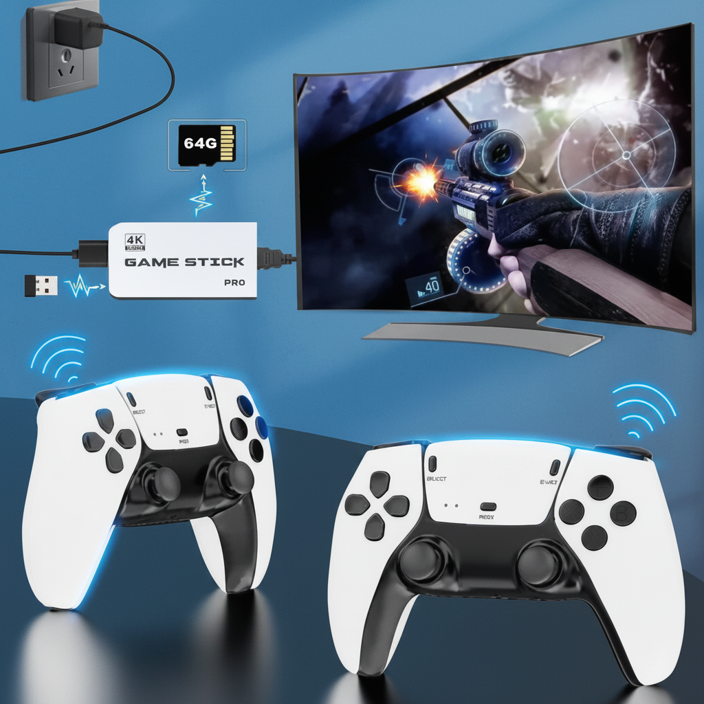 4K Retro Gaming Console Stick With Wireless Controllers | Temsk