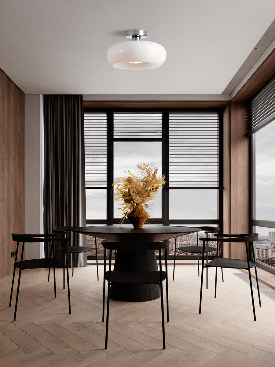Bauhaus Glass Disk Ceiling Light In Brass Or Chrome Finish, Orange-Yellow Or White Glass | Temsk