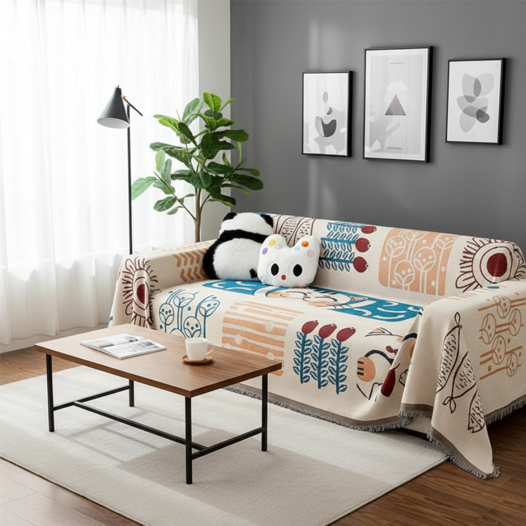 Boho Woven Couch Cover For Sofas And Living Room Decor | Temsk