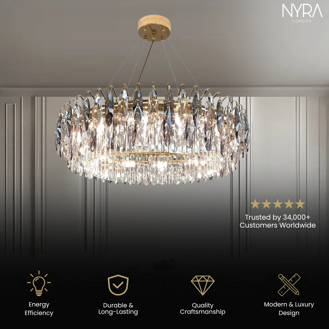 Aventis Crystal Chandelier in Bronze Finish for Hallways and Living Rooms | Temsk