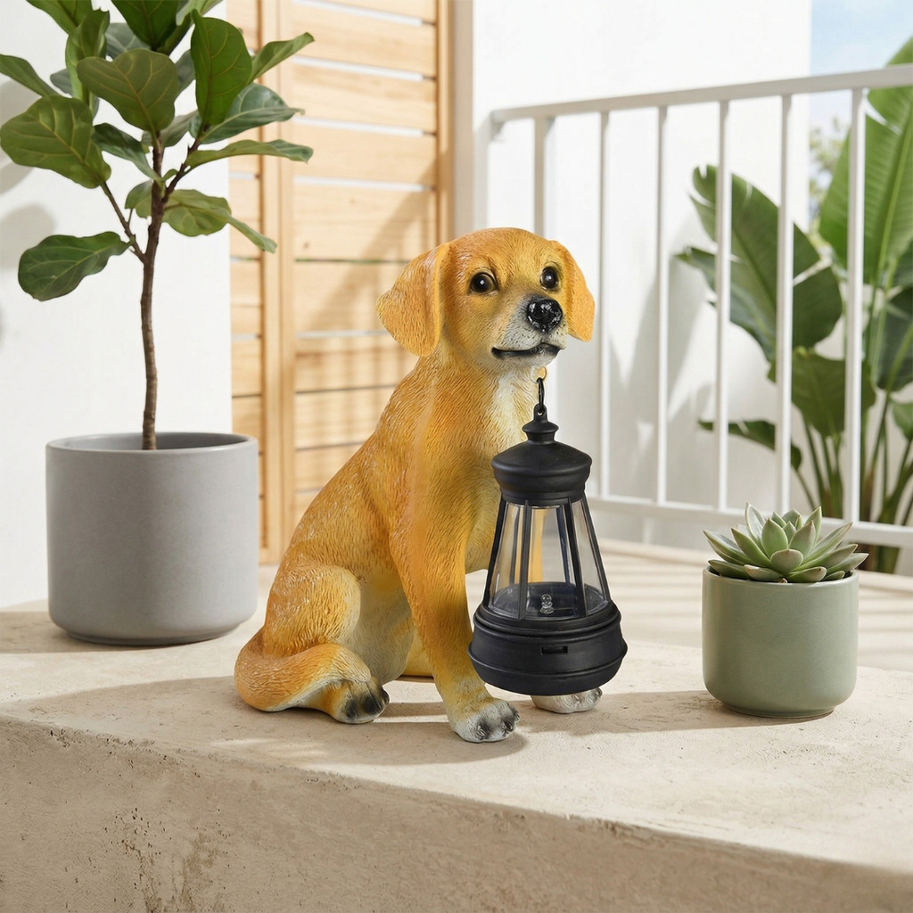 Solar Dog Garden Statue For Outdoor Gardens And Patios | Temsk