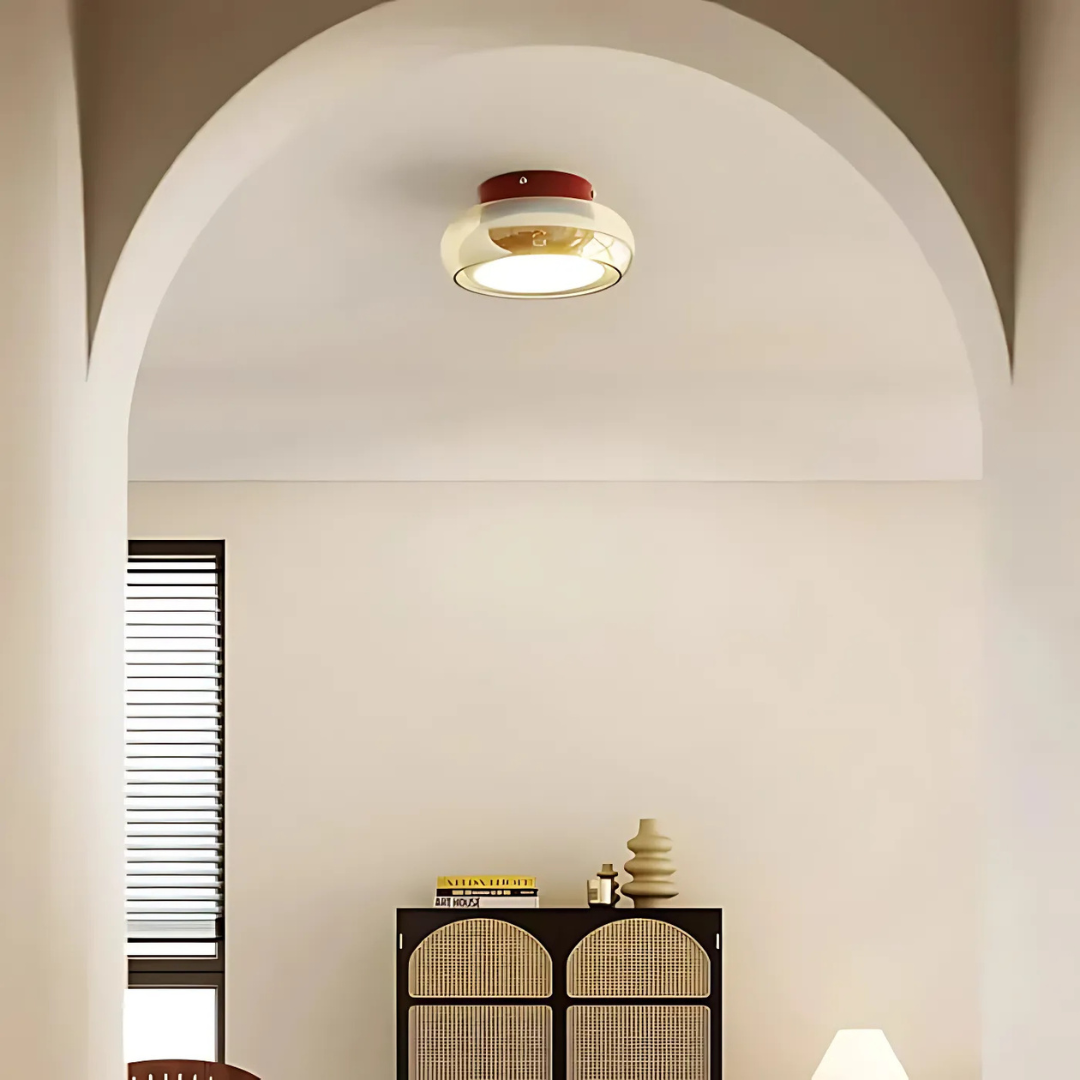 Amber Glass LED Ceiling Light 24W Retro Modern Style For Living Room And Hallway | Temsk