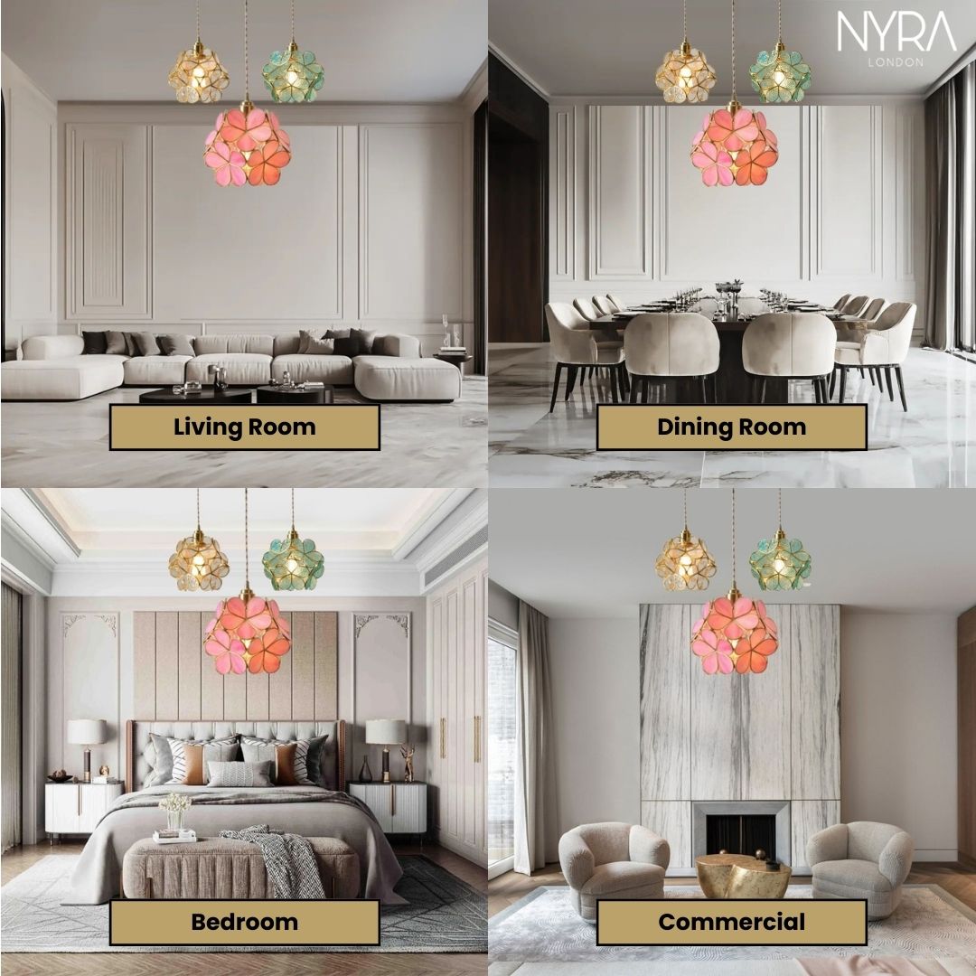 Liora Glass Flower Pendant Light for Living Rooms and Homes | Temsk
