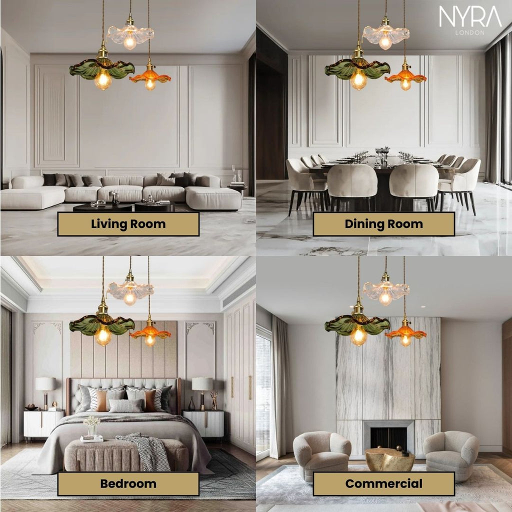 Lyra Glass Pendant Lights With Nordic Floral Motifs | Temsk