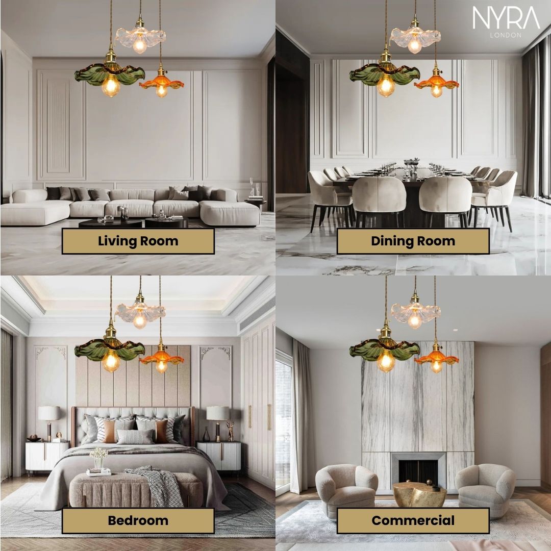 Lyra Glass Pendant Lights With Nordic Floral Motifs | Temsk