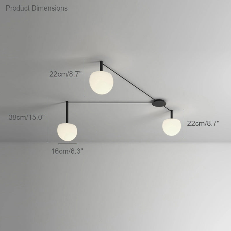Adjustable Glass Globe Ceiling Lamp With White Metal Frame for Modern Living Room | Temsk