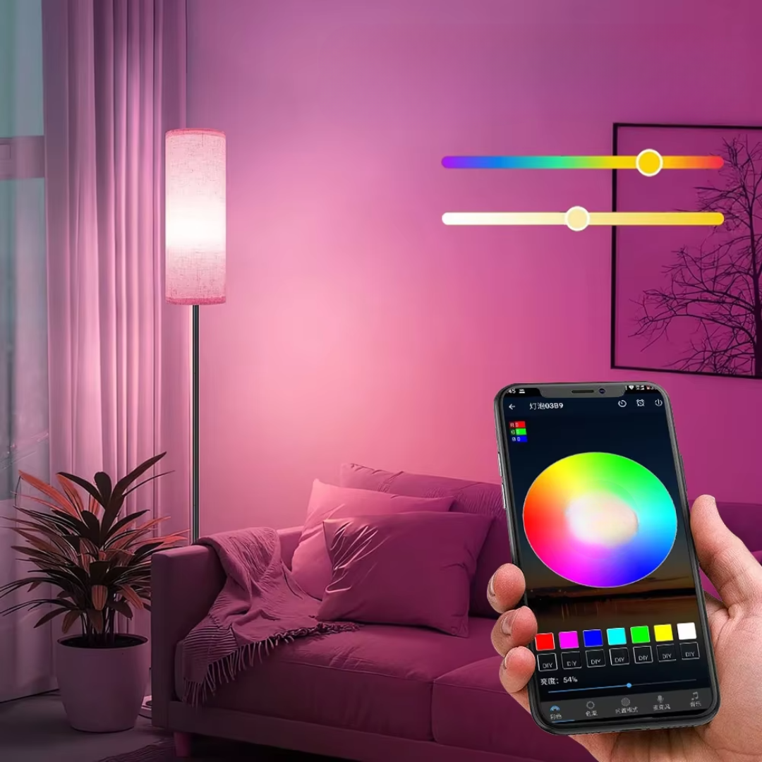 RGB stojací lampa s ovládáním přes aplikaci pro domácí osvětlení a atmosféru | Temsk