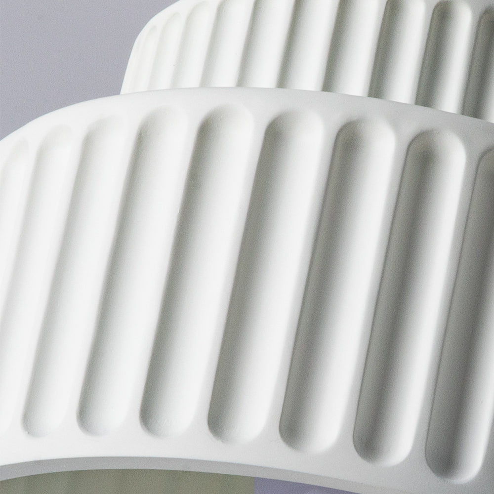 Ribbed Resin Ceiling Light E27 White Compact Retro Design Lamp For Living Room | Temsk