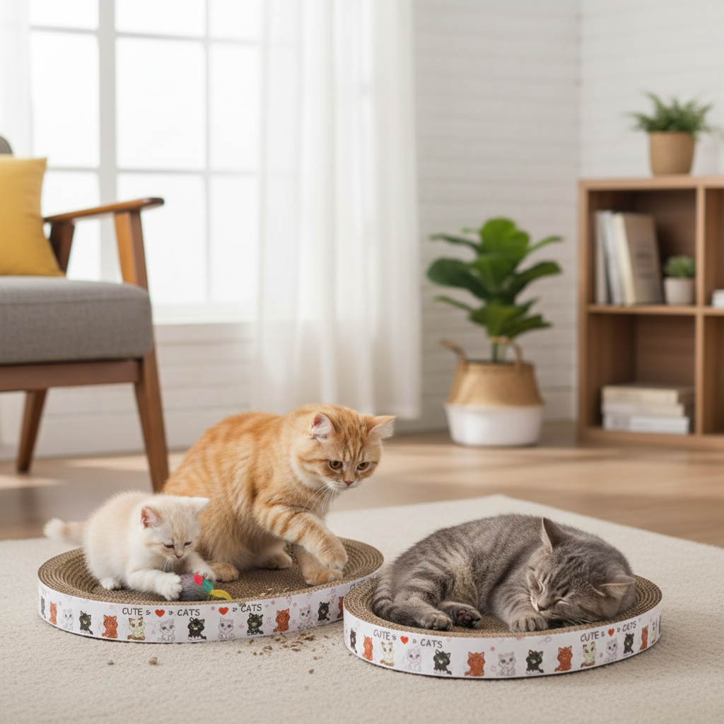Round Cardboard Cat Scratcher Bed Lounger For Claw Care | Temsk