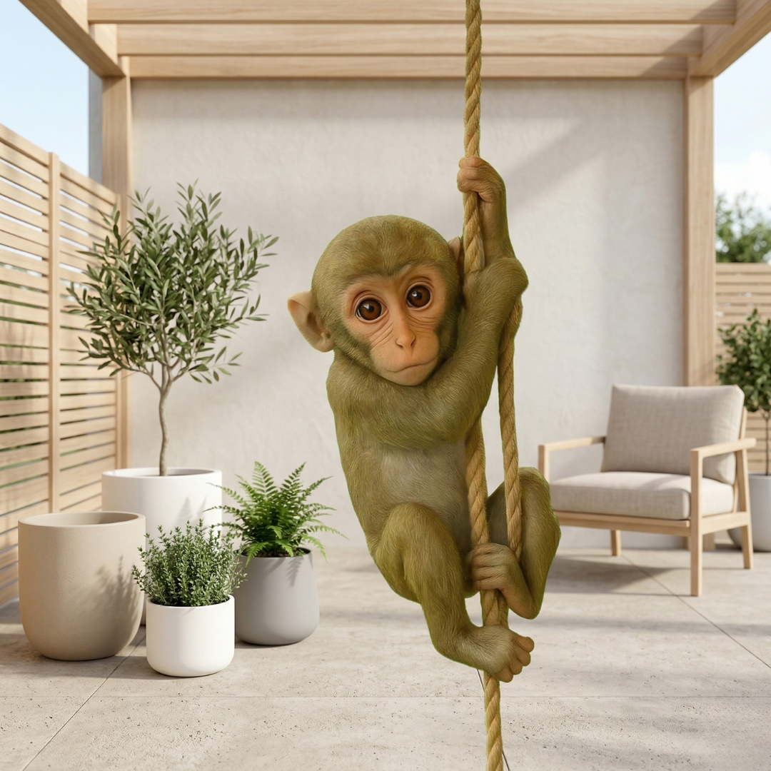 Climbing Monkey Garden Statue For Outdoor Patio Decor | Temsk