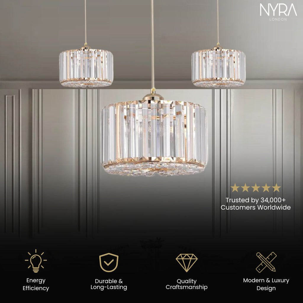 NovaCrystal Two-Tier Crystal Pendant Light With Angled Glass Prisms | Temsk