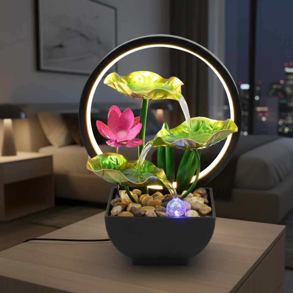 LED Tabletop Water Fountain For Home Or Office Decor | Temsk