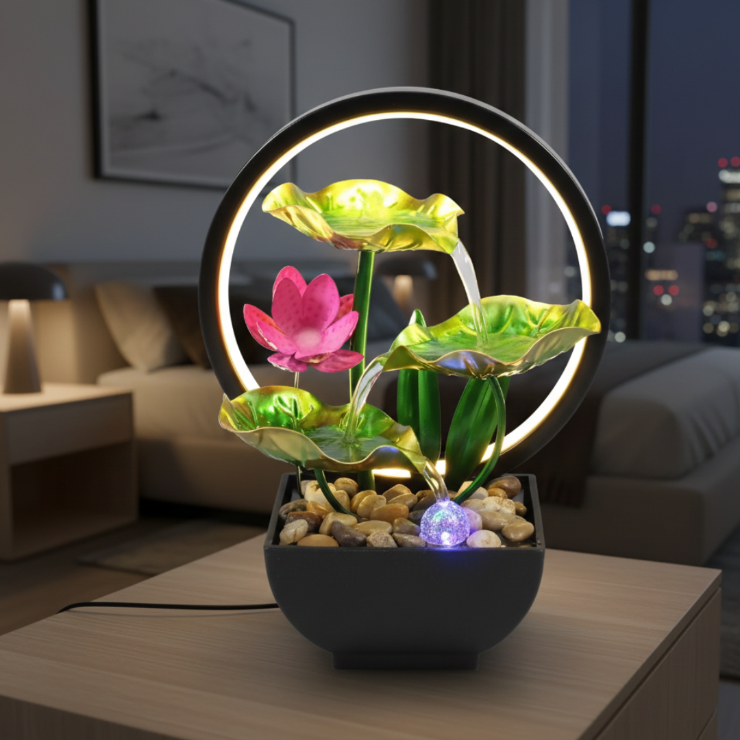LED Tabletop Water Fountain For Home Or Office Decor | Temsk