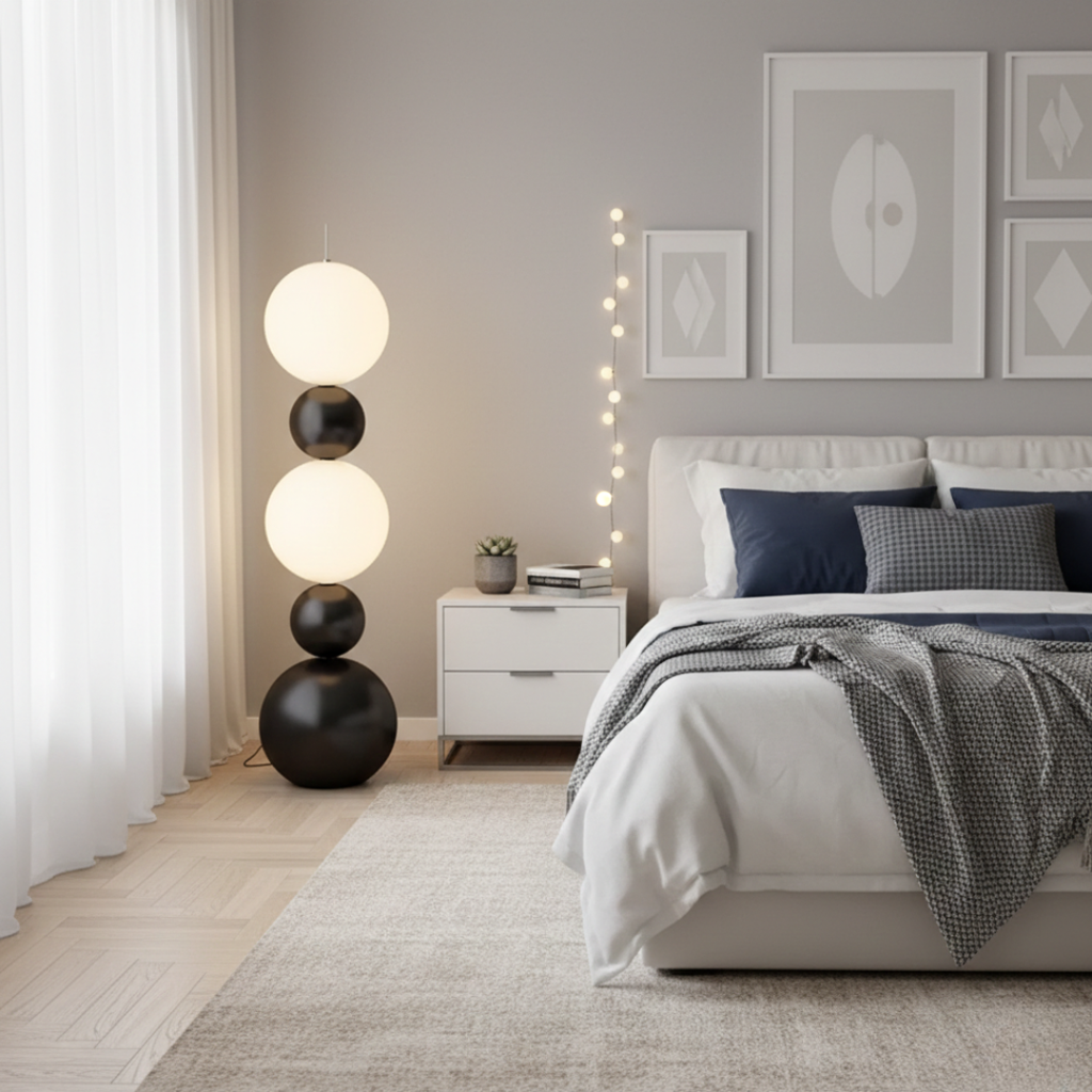 Glass Globe Floor Lamp for Living Room and Bedroom Decor | Temsk