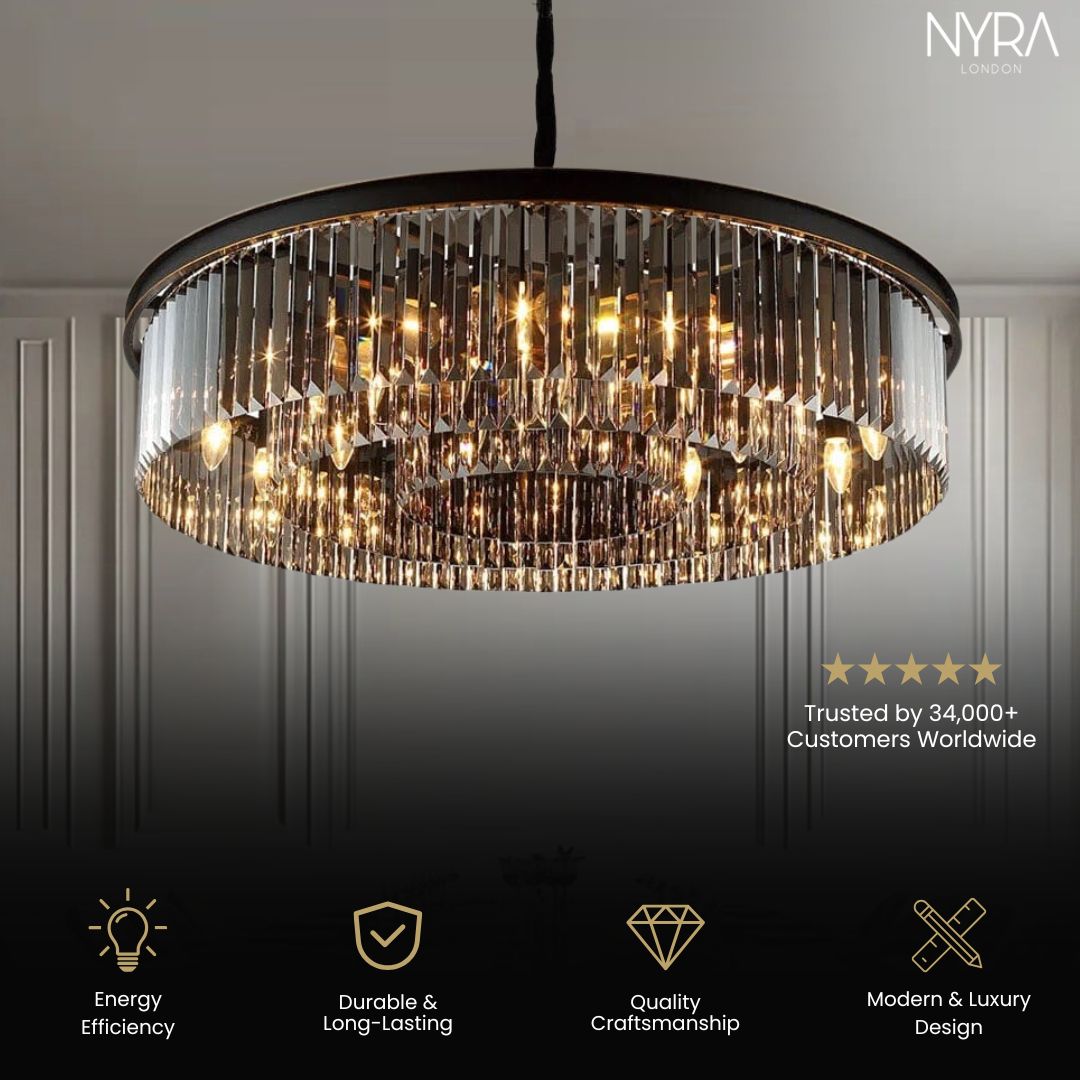 Lyrae Grey Crystal Chandelier for Elegant Living Rooms | Temsk