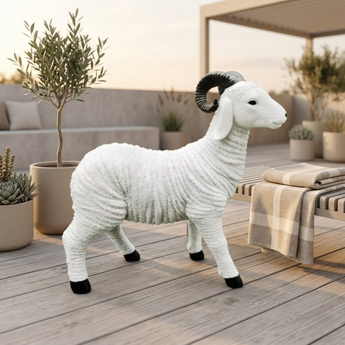 Charming Mini Lamb Garden Figurine For Flower Pot Decoration Temsk