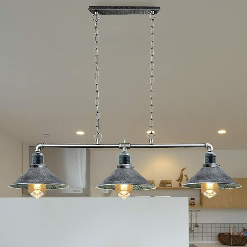 Industriální černá kovová stropní lampa, 3x E27 vintage styl pro jídelnu a kuchyň | Temsk